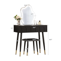 White Black 31.5in. Two Drawer Dresser with Mirror with Chair