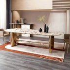 Oval marble dining table with traditional luxury design for home dining rooms