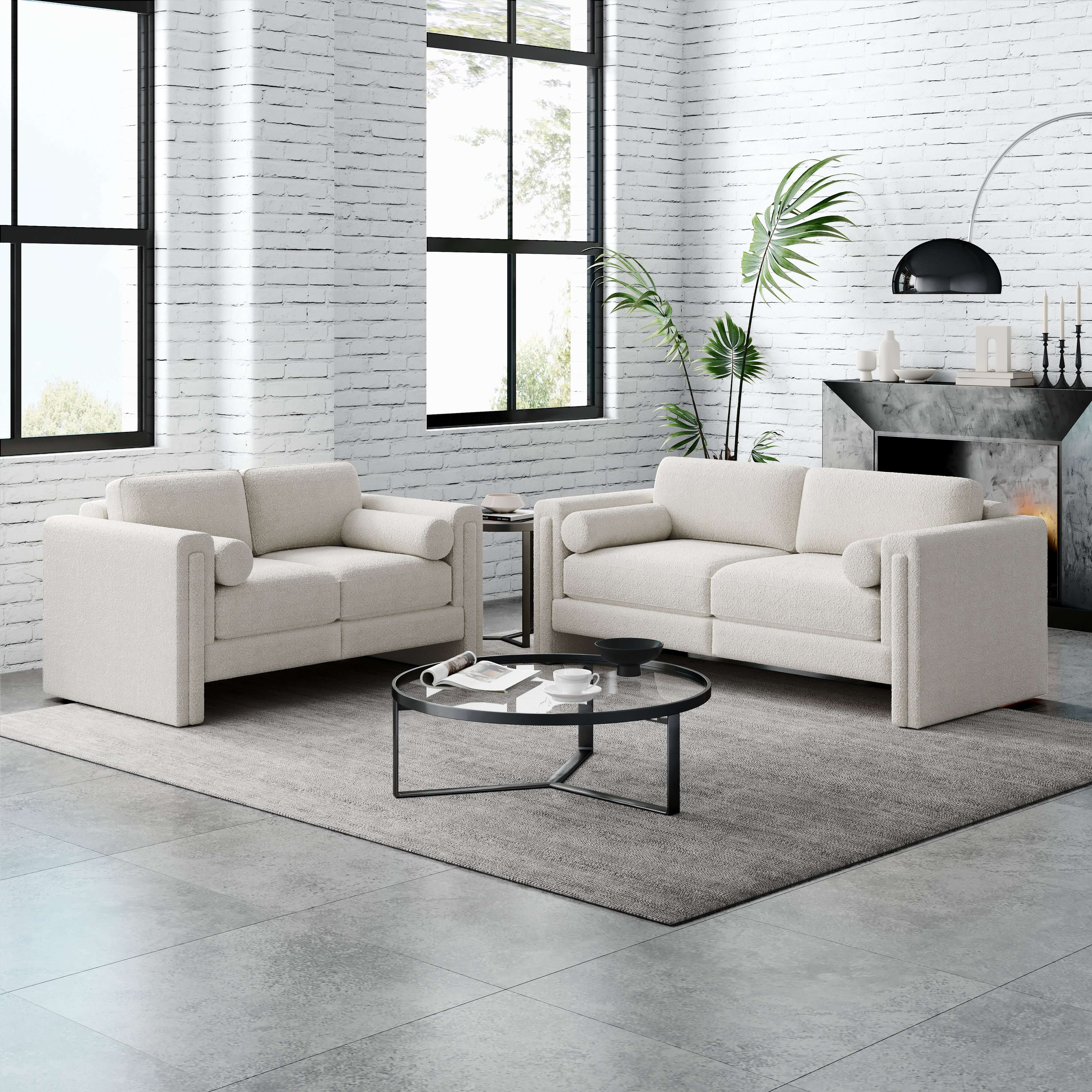 77-inch three-seater fabric sofa with comfortable cushions for living room seating