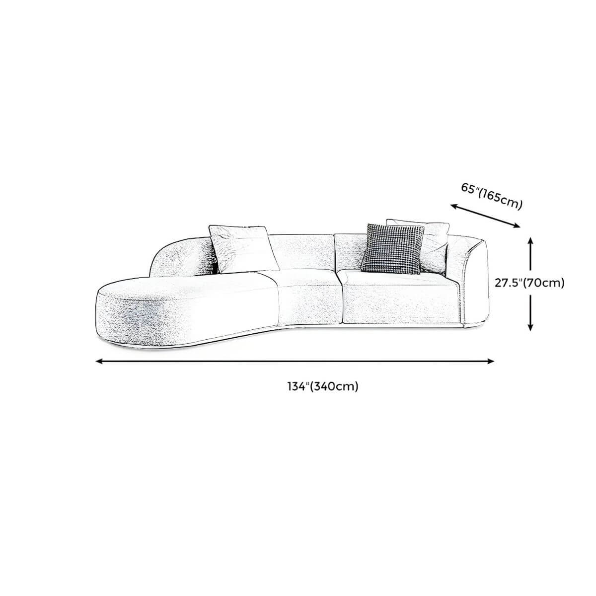 Ultra-modern polyester blend tuxedo arm sofa with tight back, 27.56 inches high sectional