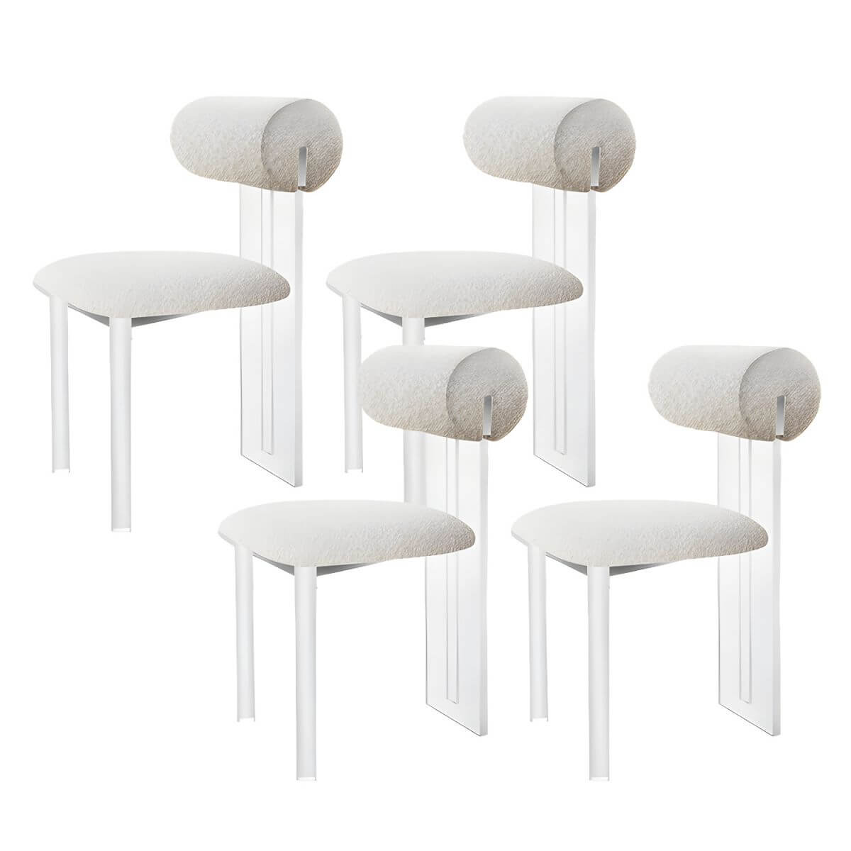 Contemporary upholstered dining chair with clear acrylic frame for kitchen seating