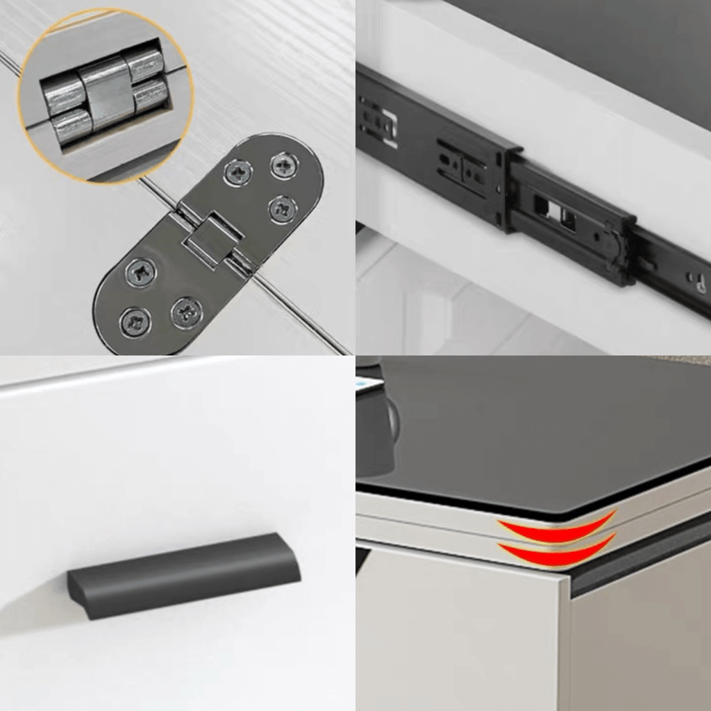 White lift-top coffee table with storage and stools, perfect for compact living spaces