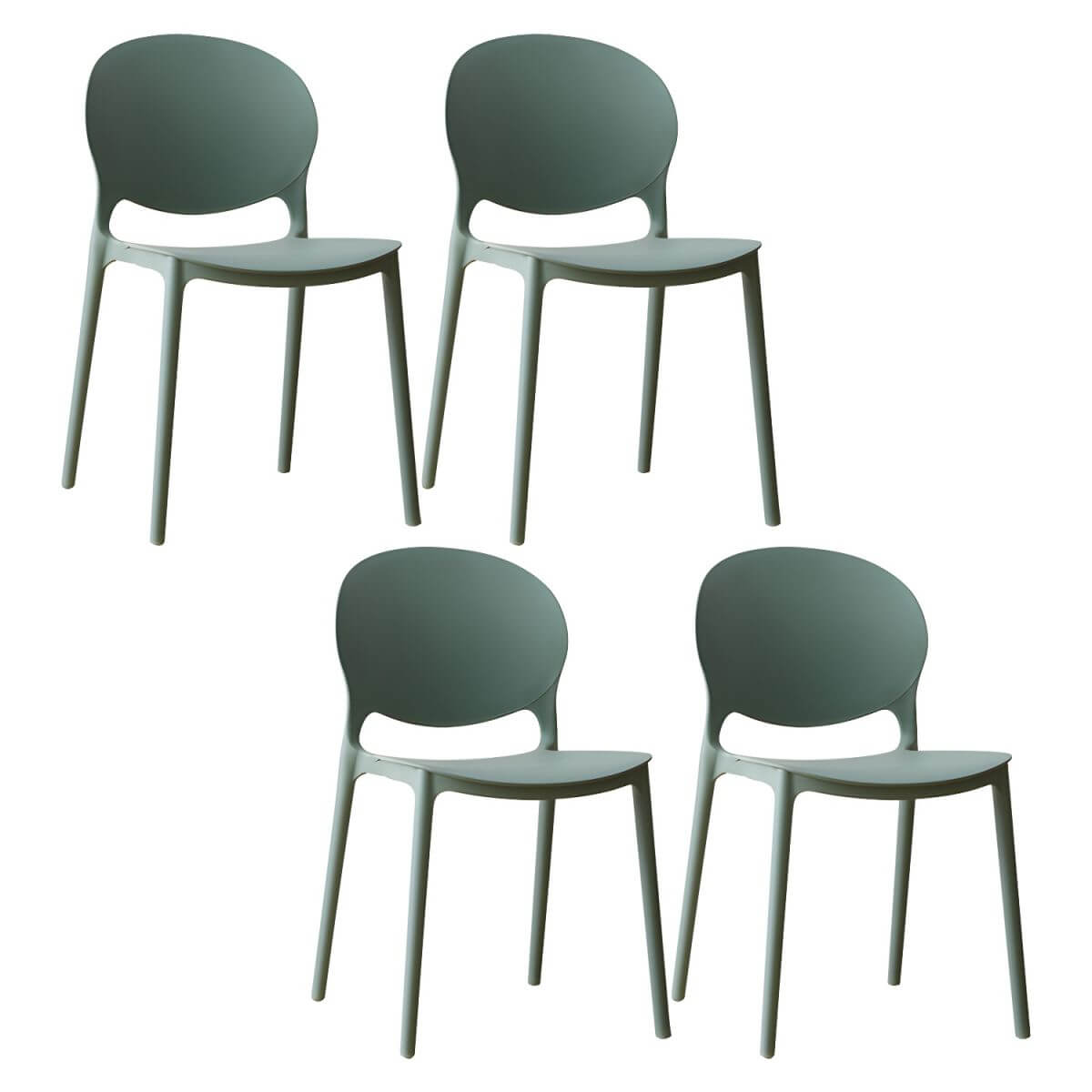 Scandinavian plastic dining chair with open back and four legs, ideal for home use