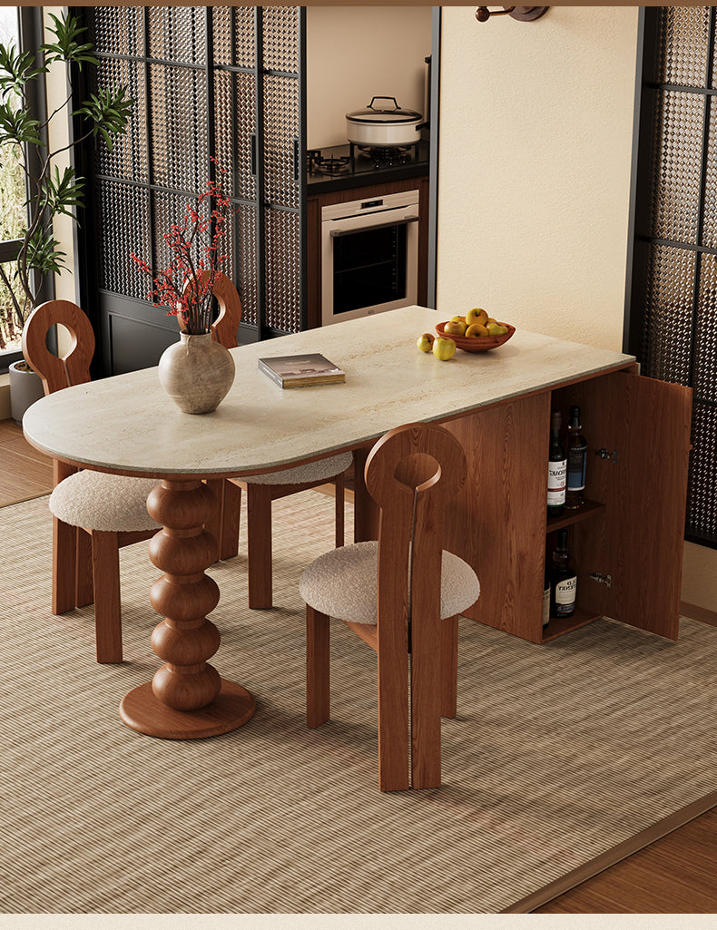 Modern Oval Foldable Dining Table with Convenient Storage