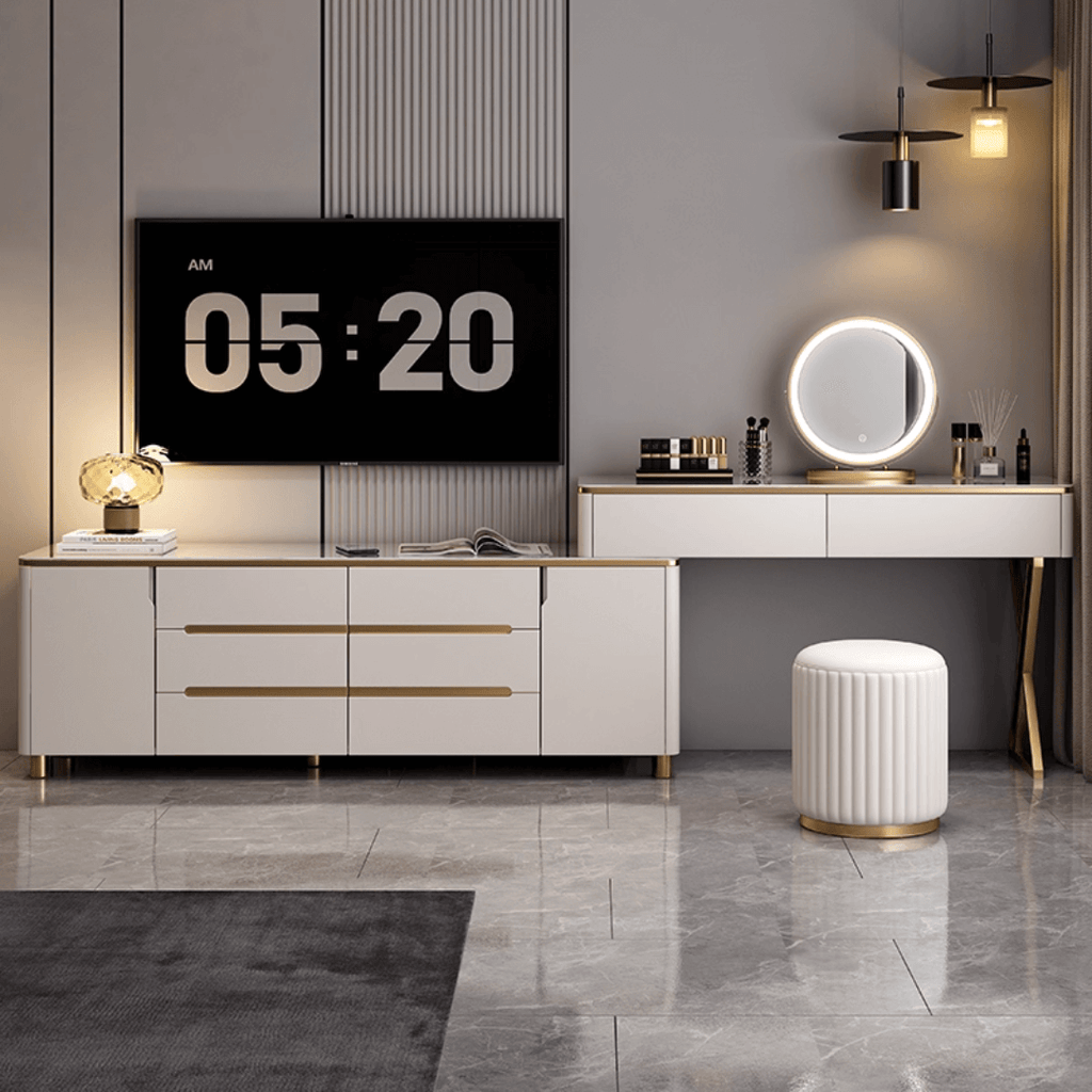 Modern minimalist makeup vanity with storage cabinet, perfect for stylish and elegant spaces main product image