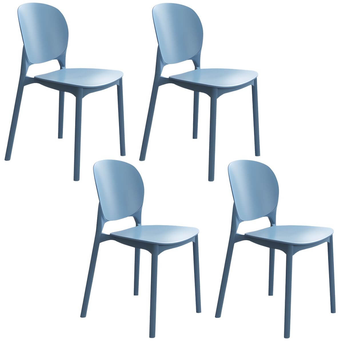 Stackable Scandinavian side chair with open back made of plastic and acrylic for dining