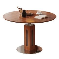 Solid Wood Square to Round Convertible Foldable Dining Table