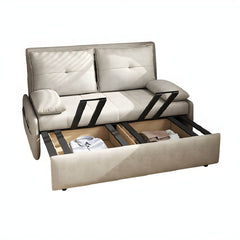 Modern White Polyester Blend Sleeper Sofa with Metal Frame and Casters Futons
