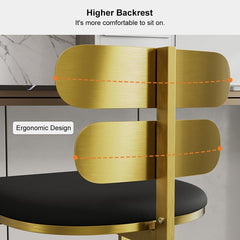 Moderne 4-teilige schwarze Thekenhocker aus PU-Leder mit Rückenlehne, Frühstücksküchen-Thekenhocker