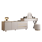 Modern minimalist makeup vanity with storage cabinet, perfect for stylish and elegant spaces