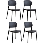 Stackable Scandinavian style plastic and acrylic side chair with low back for dining