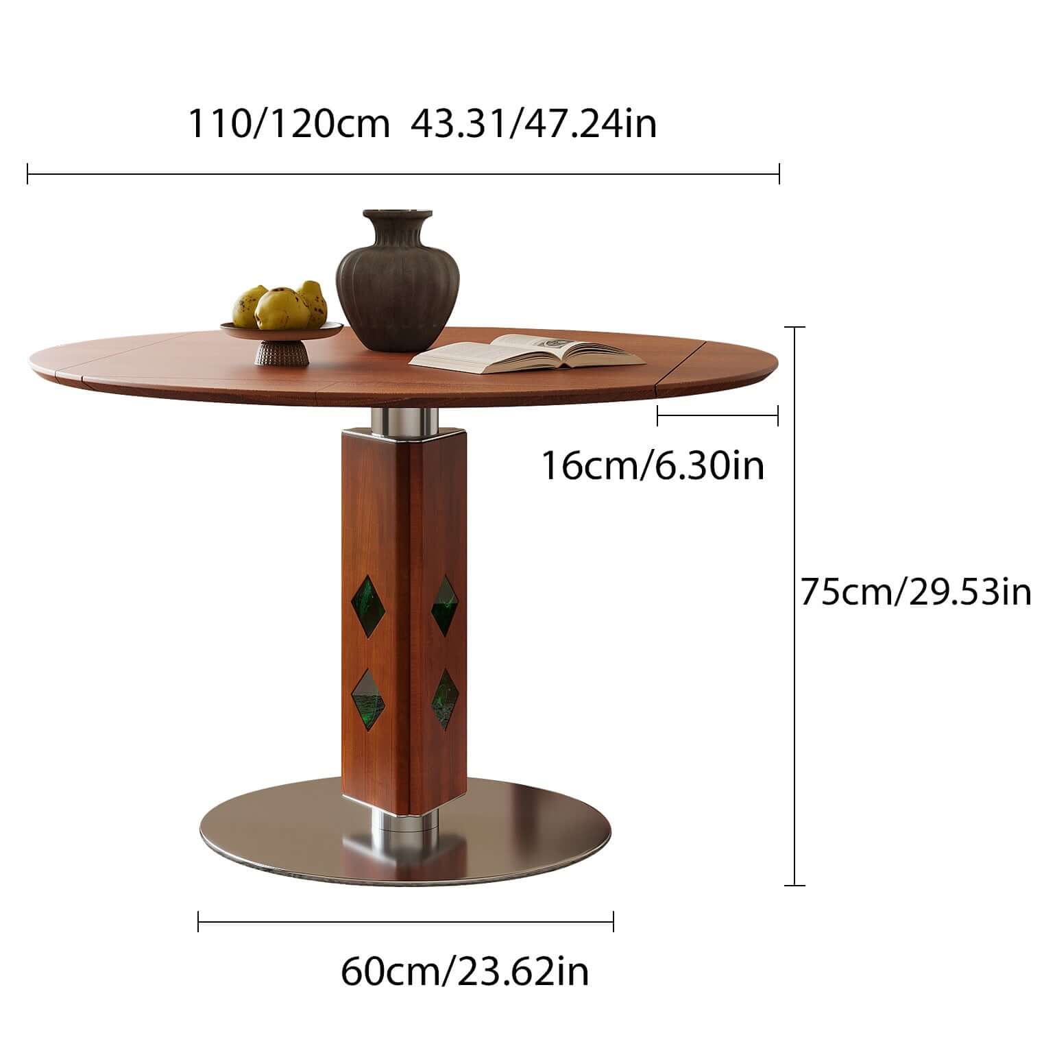Round foldable dining table with French vintage design, perfect for small spaces and easy storage