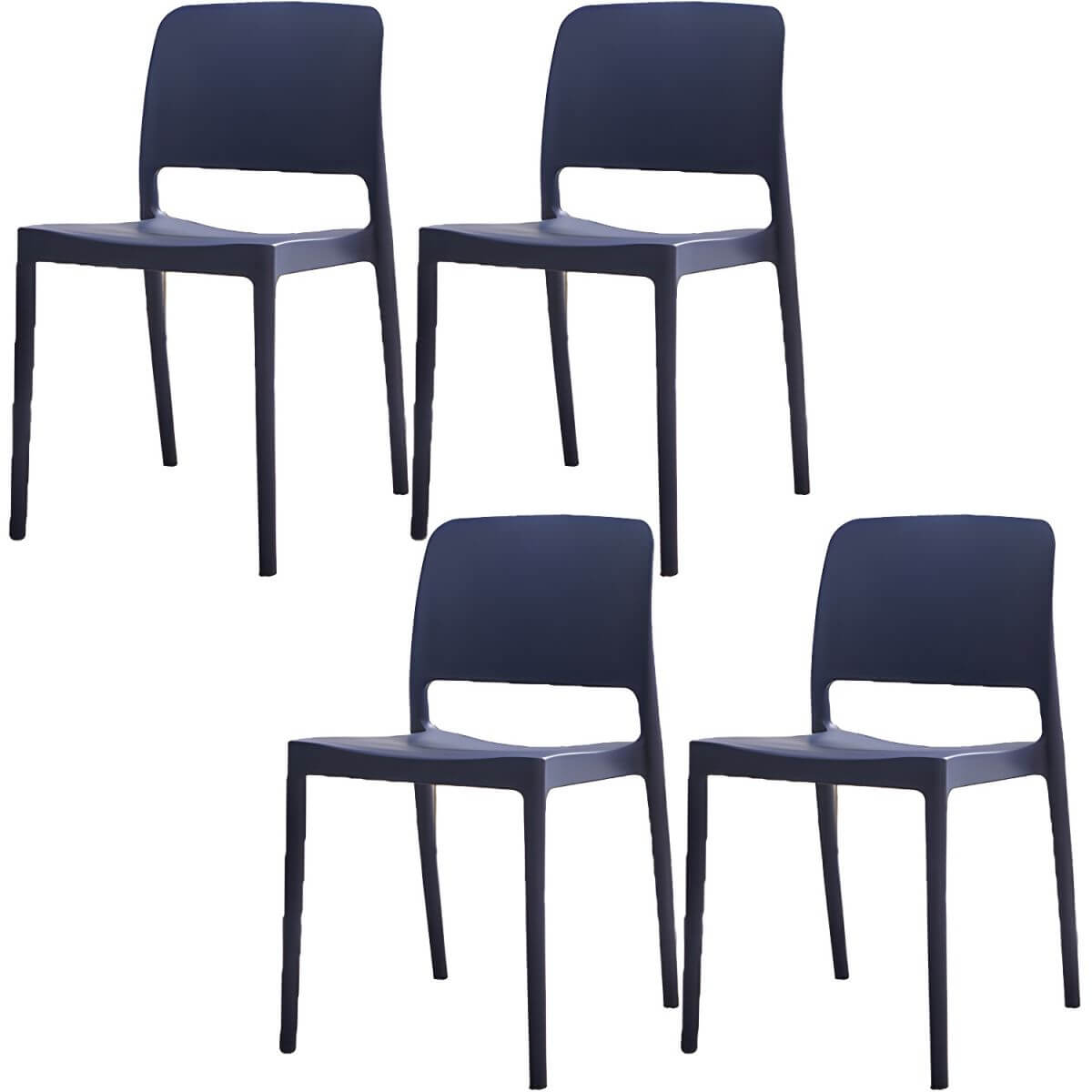 Scandinavian plastic and acrylic dining chair with low backrest and armless design