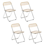 Scandinavian style dining chair with silver metal legs and plastic acrylic seat