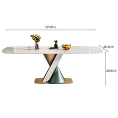 Modern White Rectangular Dining Table for 6 Person with Sintered Stone Top