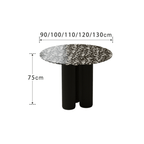 Small space dining set with terrazzo table and luxurious velvet seats