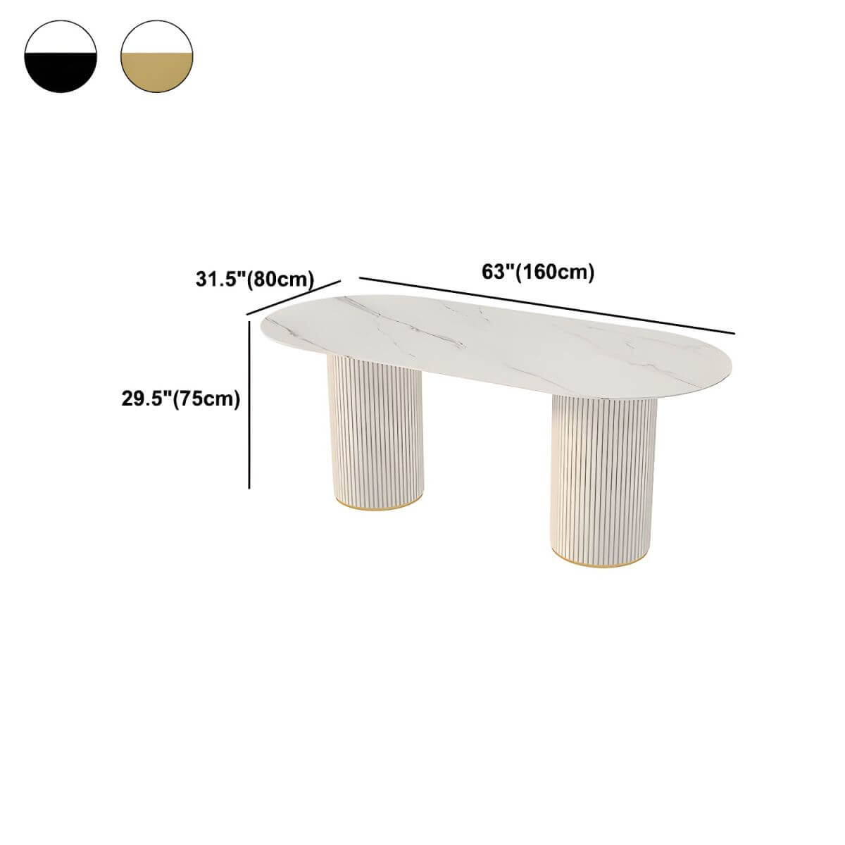 Oval dining table with imitation marble top, stylish simplicity design for home furniture