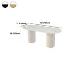 Oval dining table with imitation marble top, stylish simplicity design for home furniture
