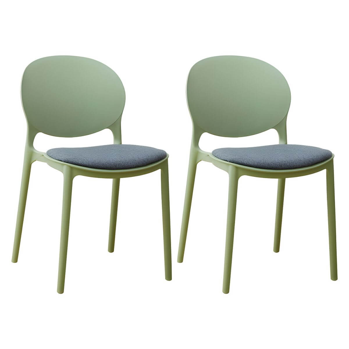 Scandinavian plastic dining chair with open back and four legs, ideal for home use
