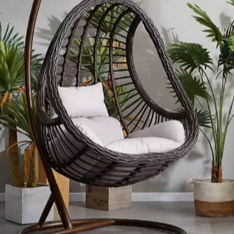 Waterproof tropical porch swing with alloy stand, pads, and chain for outdoor comfort