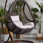 Waterproof tropical porch swing with alloy stand, pads, and chain for outdoor comfort