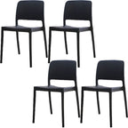 Scandinavian plastic and acrylic dining chair with low backrest and armless design