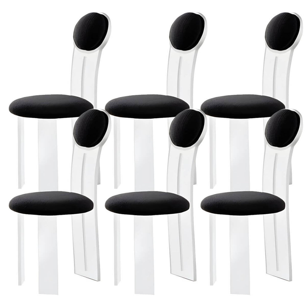 Contemporary upholstered dining chair with clear acrylic frame for kitchen seating