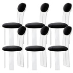 Contemporary upholstered dining chair with clear acrylic frame for kitchen seating