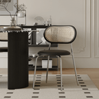 Modern black and white terrazzo dining table with sleek vintage design