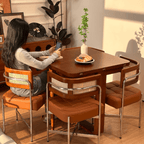 Scandinavian-inspired folding dining table with ample storage for stylish, space-saving home decor