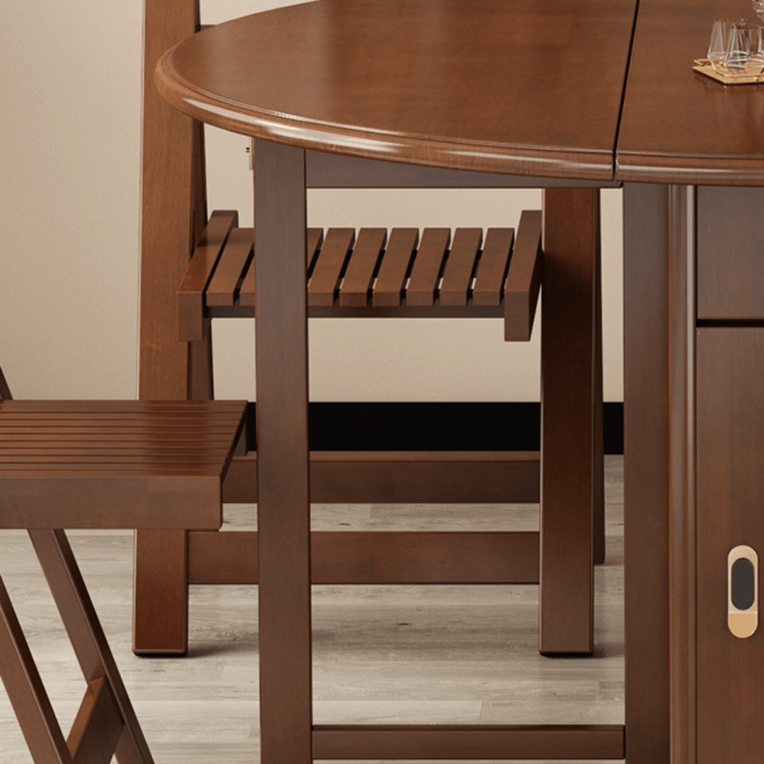 Solid wood folding dining set with smooth surface, easy mobility, and stable design