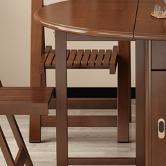 Smooth Surface Solid Wood Folding Dining Set with Easy Mobility and Stability