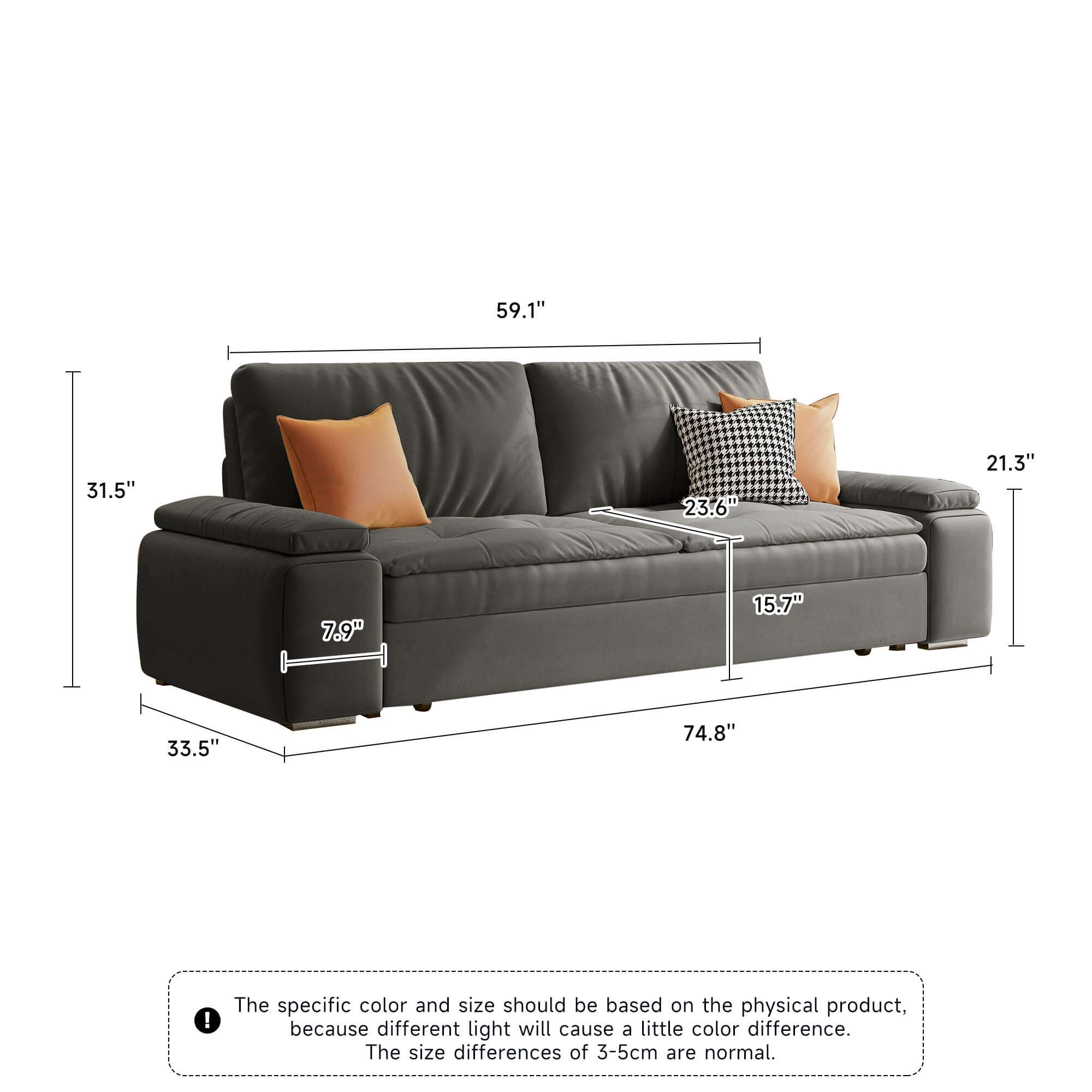 Convertible sleeper sofa bed with storage and pull-out design for modern living spaces