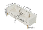 Modern white boucle upholstered fluted 3-seater sofa with pillow for living room seating