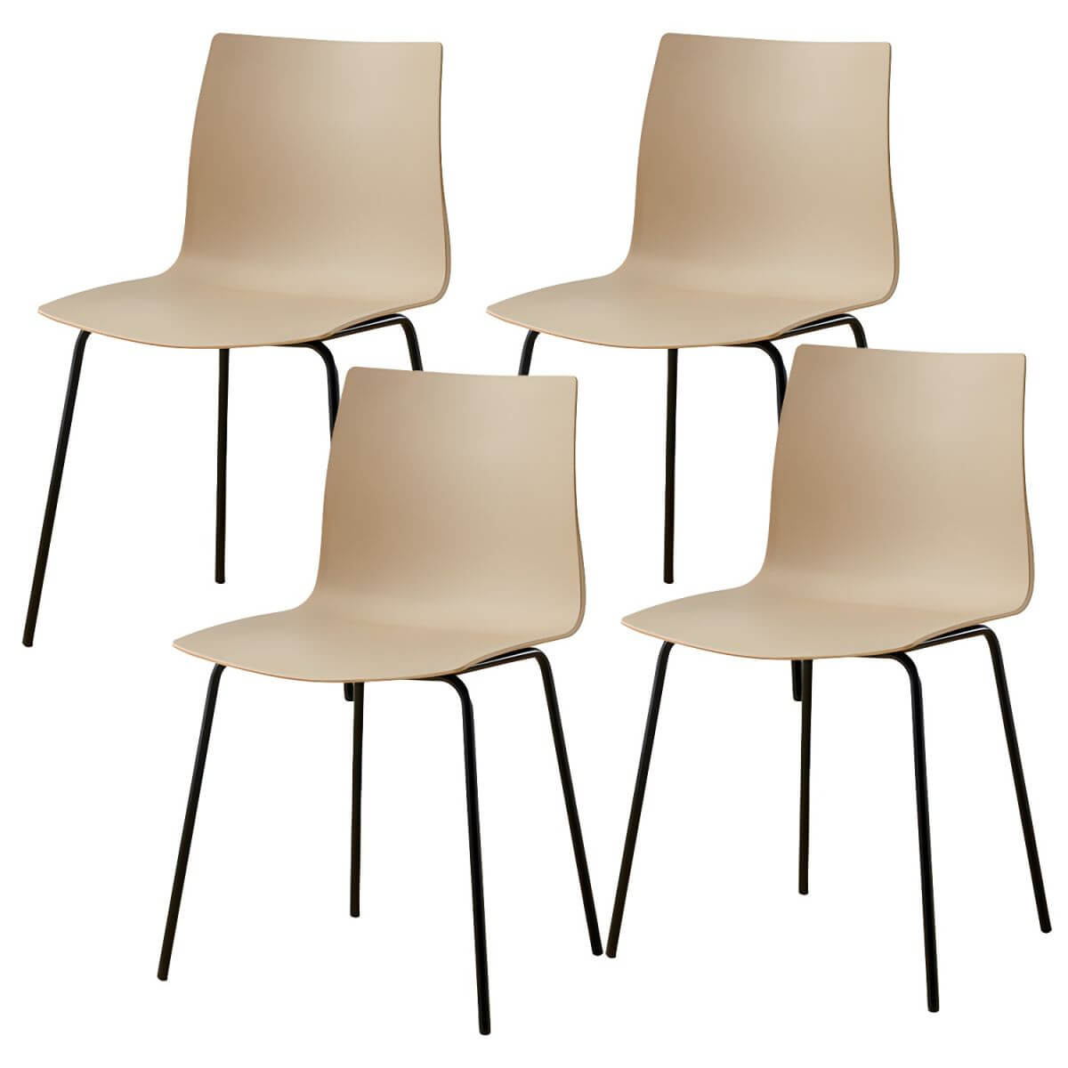 Modern plastic and acrylic side chair with metal legs, ideal for kitchen and dining rooms