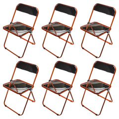 Contemporary Acrylic Open Back Folding Armless Chair for Dining Room Dining Chairs