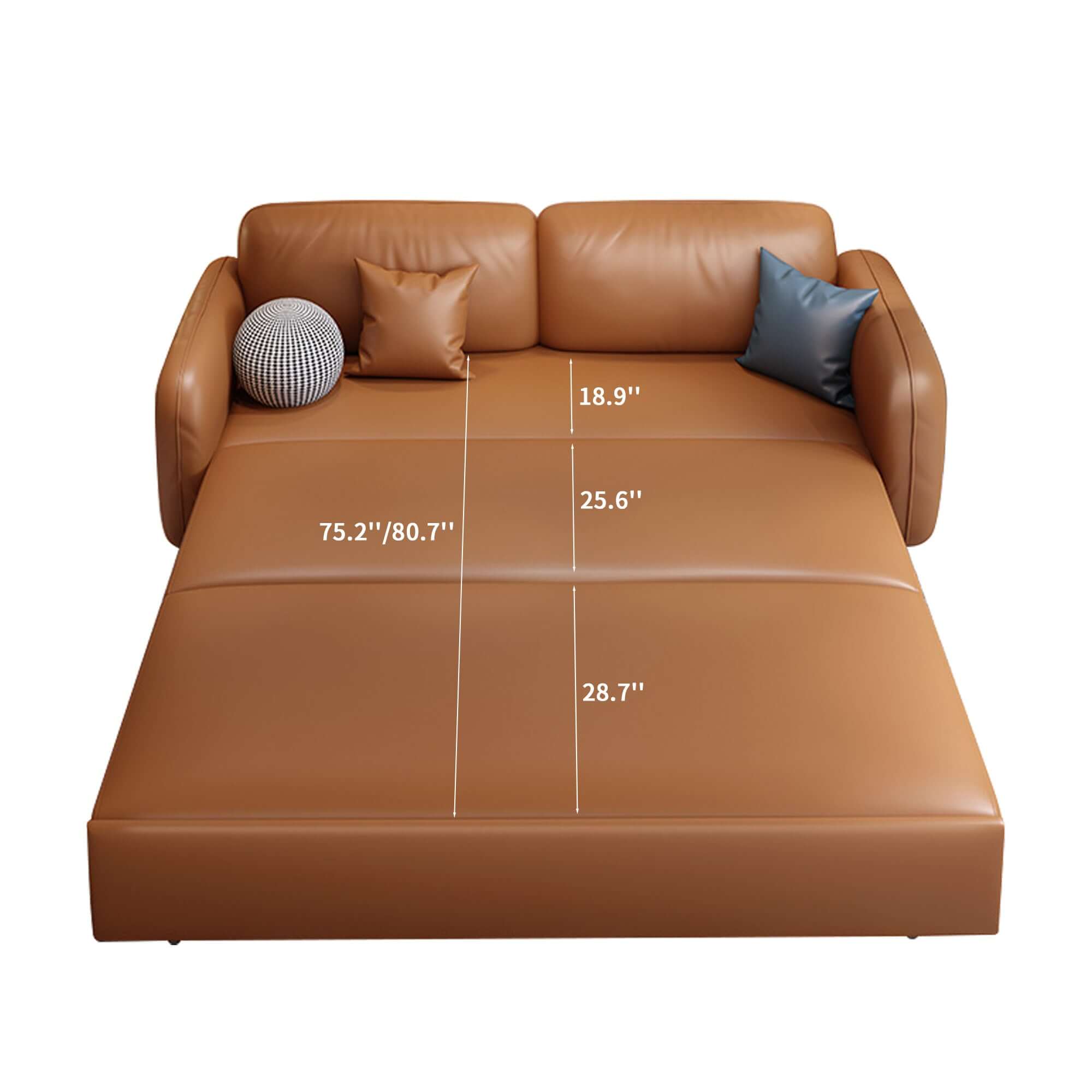 Convertible faux leather sleeper sofa bed with storage, 62.2 inches wide