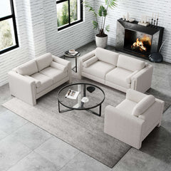 Modern Single Upholstered Sofa Armchair Teddy Fabric or Cotton Linen Blend Options