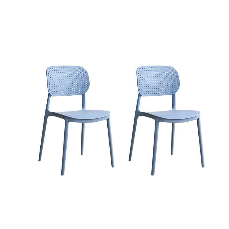 Stackable Scandinavian style plastic and acrylic side chair with low back for dining