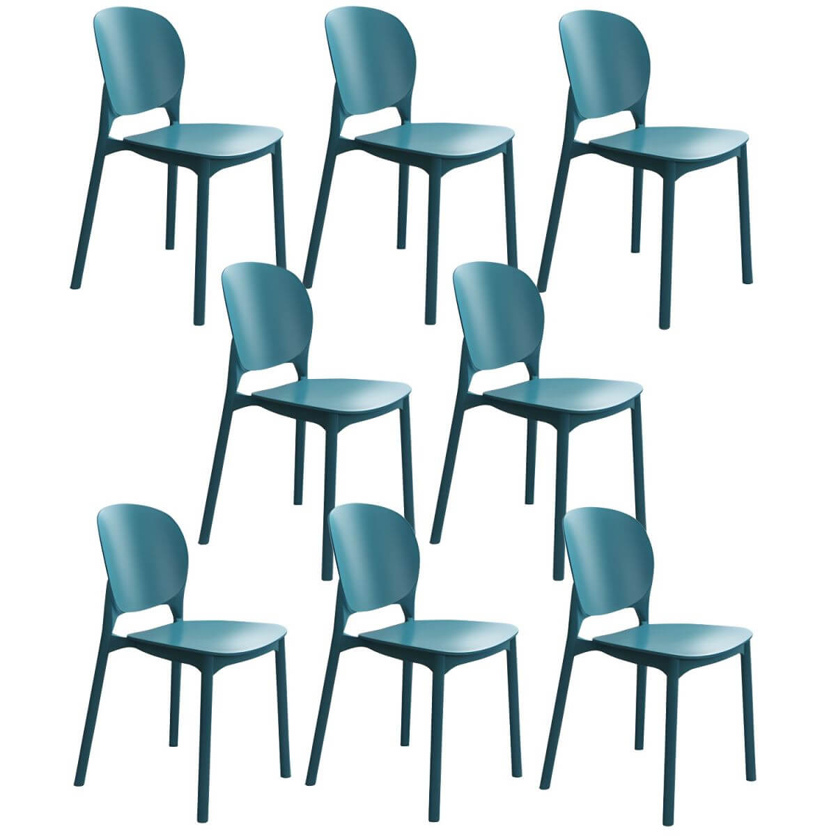 Stackable Scandinavian side chair with open back made of plastic and acrylic for dining