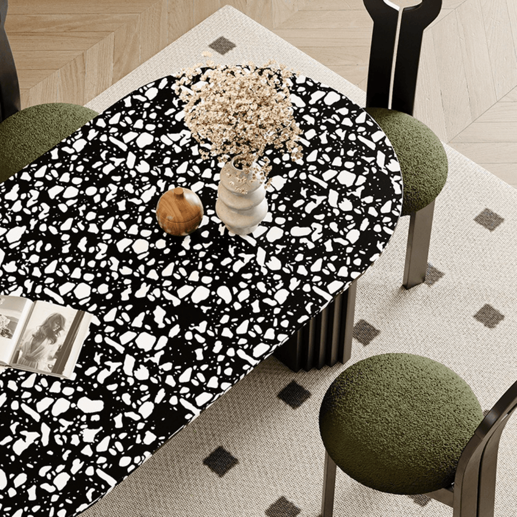 Minimalist terrazzo dining table and chair set ideal for family gatherings
