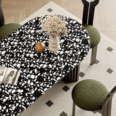 Sophisticated Minimalist Terrazzo Dining Table and Chair Ensemble for Family Gatherings
