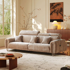 Contemporary Chenille Lounge Sofa with Removable Couch Cover