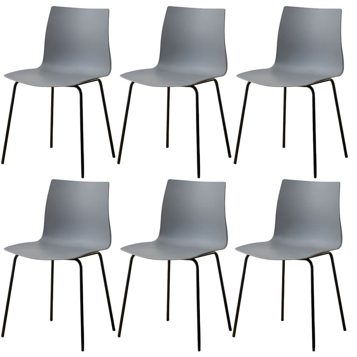 Modern plastic and acrylic side chair with metal legs, ideal for kitchen and dining rooms