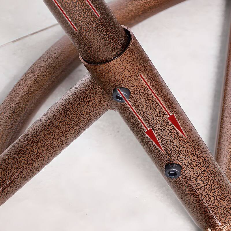 Metal porch swing with tropical olive green, auburn, and rose cushions, includes stand and chain