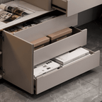 Modern minimalist makeup vanity with storage cabinet, perfect for stylish and elegant spaces