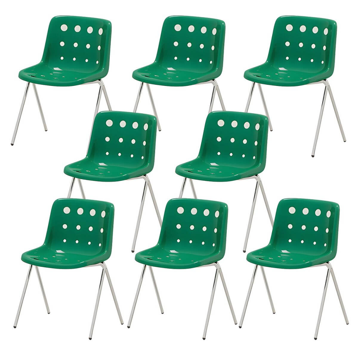 Stackable Scandinavian plastic and acrylic side chair with low back for dining