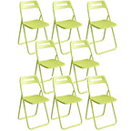 Modern collapsible open back side chair made of plastic and acrylic, ideal for kitchen and dining areas