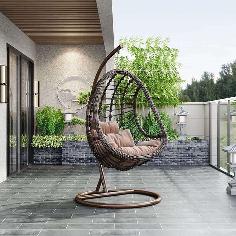 Tropical alloy framed porch swing egg chair with stand and chain included