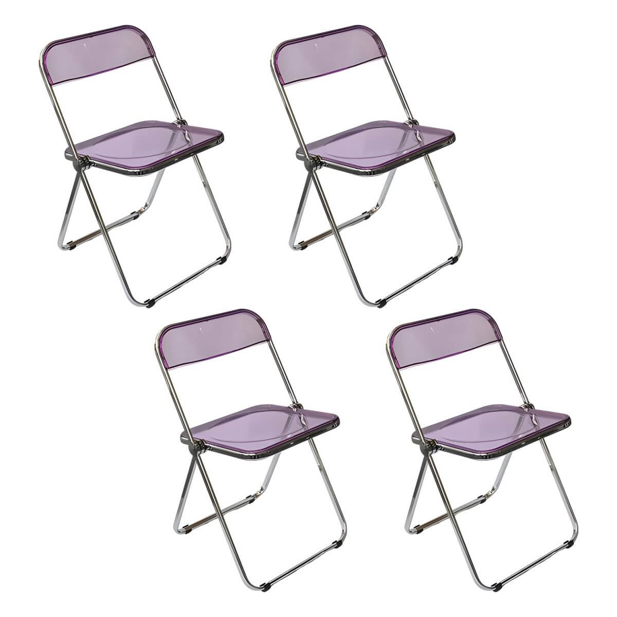 Scandinavian style dining chair with silver metal legs and plastic acrylic seat